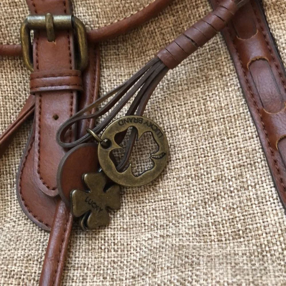 Lucky Brand Burlap Rucksack - Picture 6 of 9